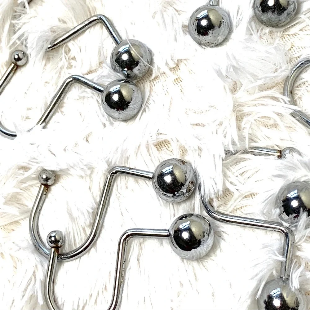 Shower Curtain Hooks, Metal Ball with nickel finish.
